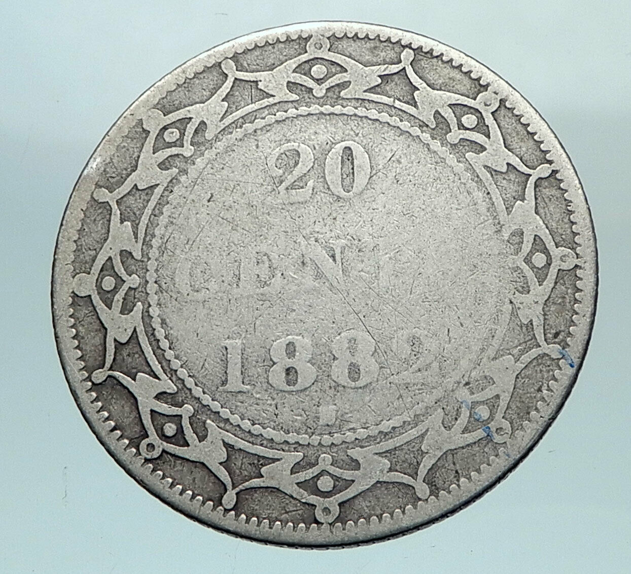 1882 CANADA NEWFOUNDLAND UK Queen VICTORIA Genuine Silver 20 Cents Coin i81051