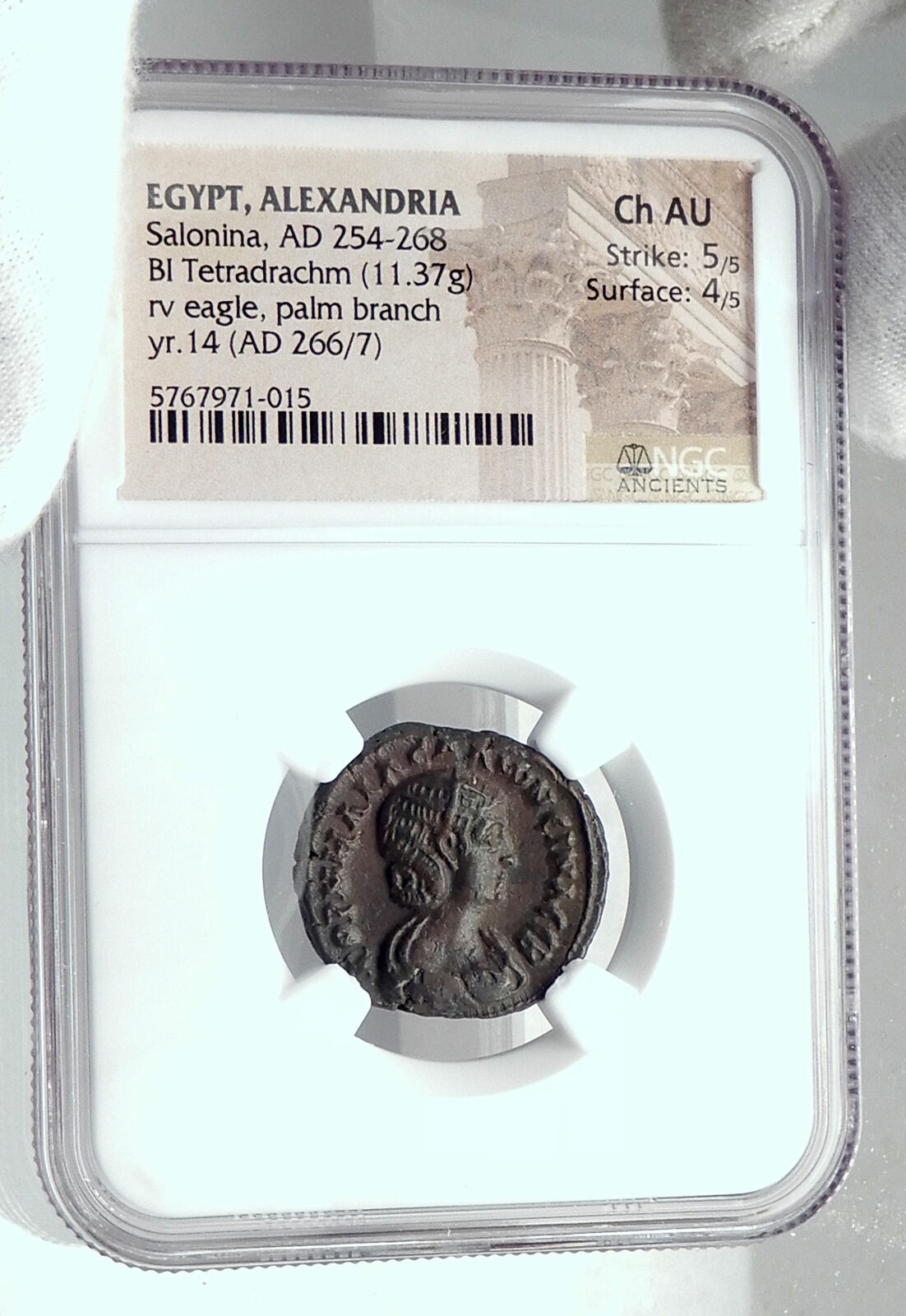 SALONINA wife of GALLIENUS Ancient 266AD Tetradrachm Alexandria Egypt NGC i81451