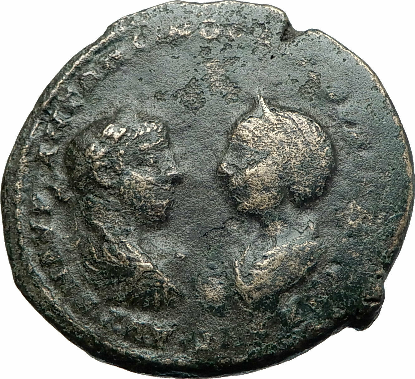 ELAGABALUS & JULIA MAESA 218AD Ancient Marcianopolis Roman Coin w HERMES i79938