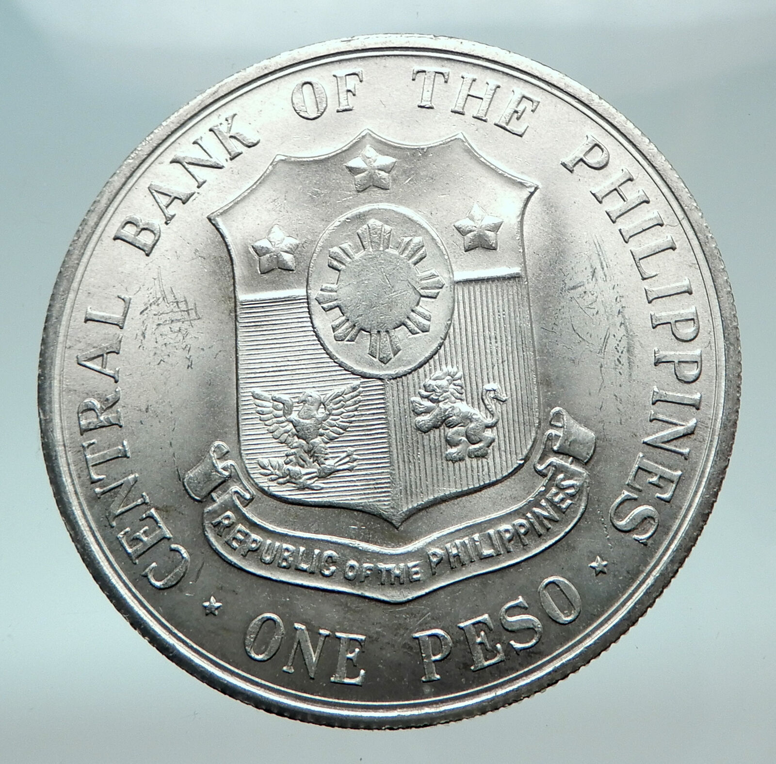 1964 PHILIPPINES Birth of HERO Apolinario Mabini Large 1 Peso SILVER Coin i81307