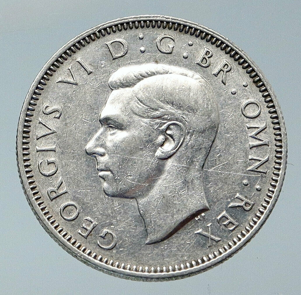 1945 United Kingdom Great Britain GEORGE VI Old LION Silver Shilling Coin i86077