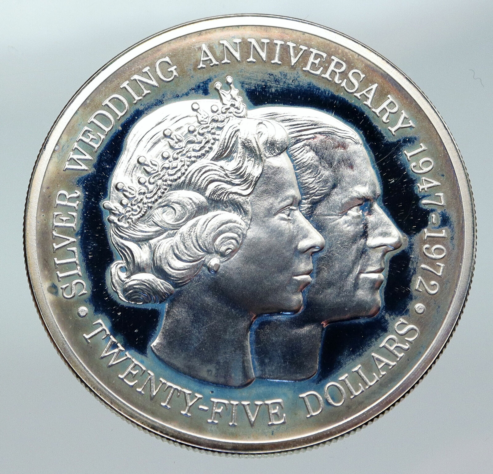 1972 CAYMAN ISLANDS UK Queen Elizabeth II Proof Silver Wedding $25 Coin i85739