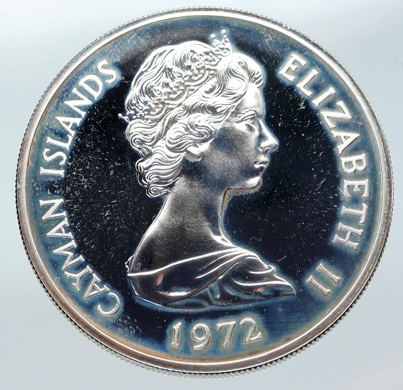 1972 CAYMAN ISLANDS UK Queen Elizabeth II Proof Silver Wedding $25 Coin i85739