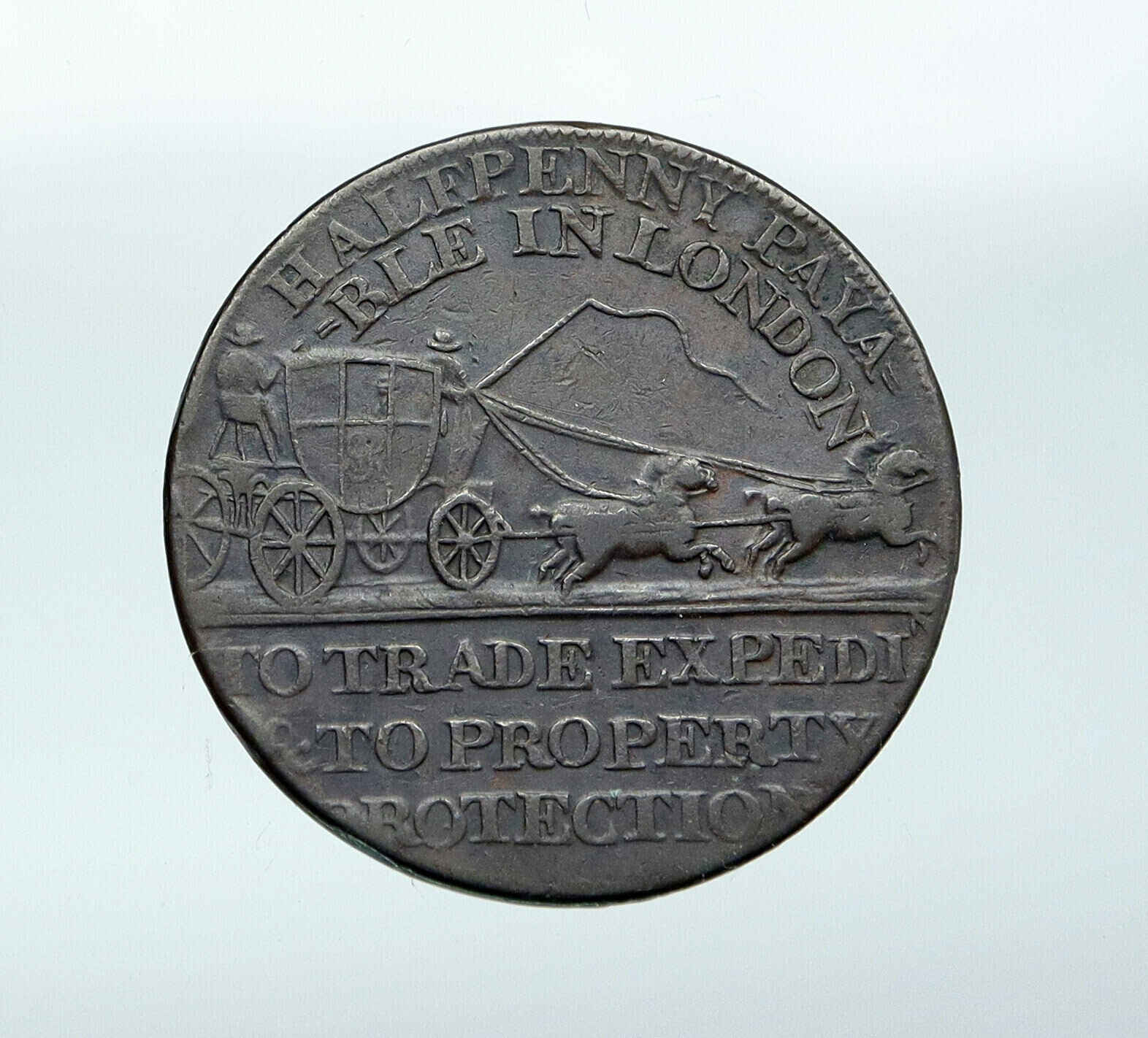 1790's ENGLAND Great Britain MIDDLESEX Conder MAIL COACH OLD Token Coin i87676