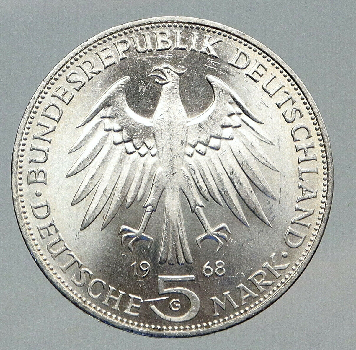 1968 GERMANY Birth Johannes Gutenberg 500 Years Silver 5 Mark German Coin i91711