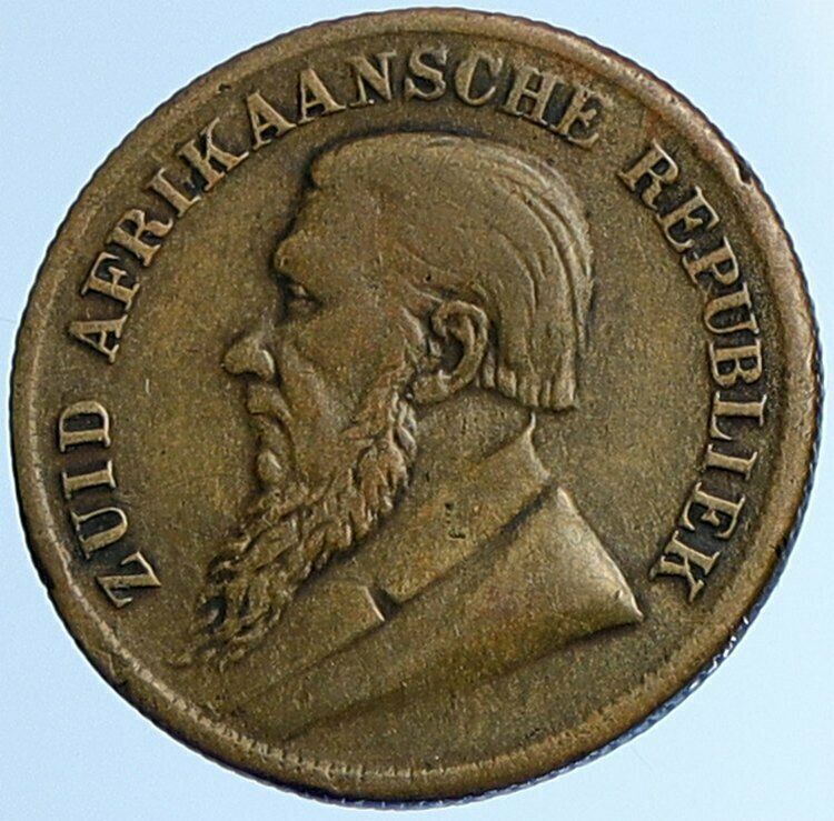 1896 SOUTH AFRICA President Johannes Paul Kruger Antique OLD 1 Pond Coin i108424