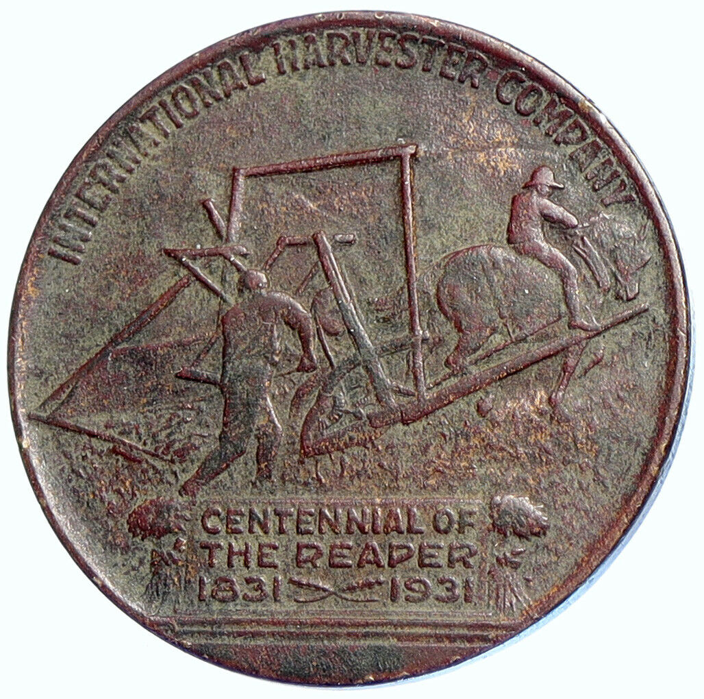 1931 UNITED STATES Cyrus Hall McCormick INVENTOR REAPER Vintage Token i108421