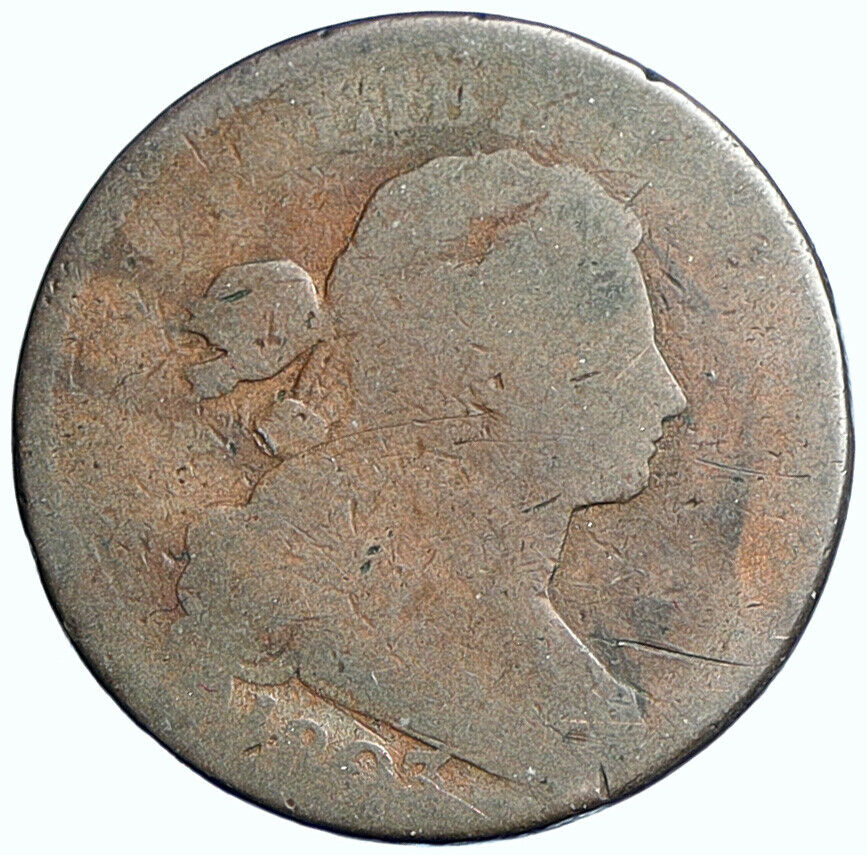 1803 P UNITED STATES US Vintage OLD ANTIQUE Large Draped Bust Cent Coin i108407