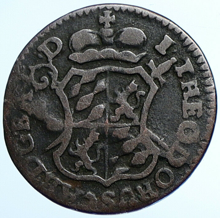 1750 BELGIUM Bishopric of LIEGE Jean-Theodore of Bavaria OLD Liard Coin i108542