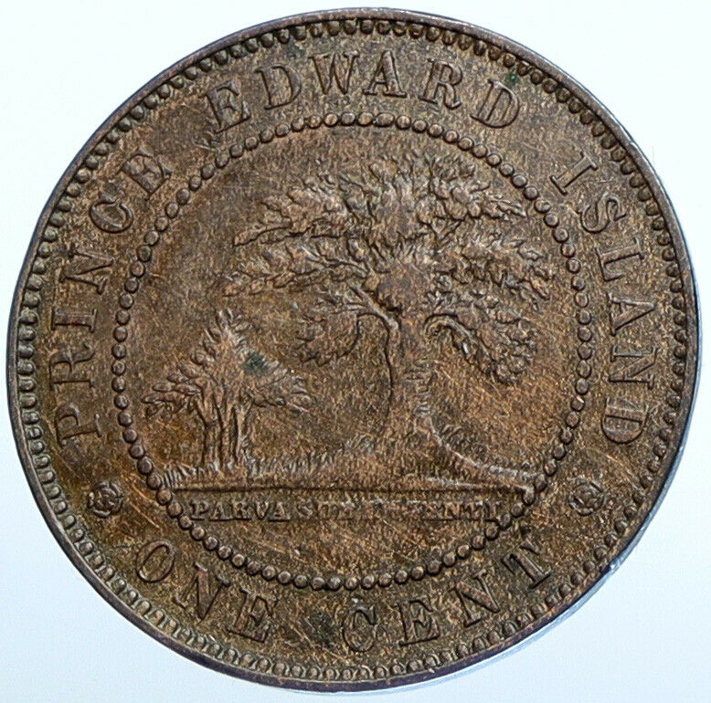 1871 CANADA PRINCE EDWARD ISLAND Authentic UK Queen Victoria Cent Coin i108543