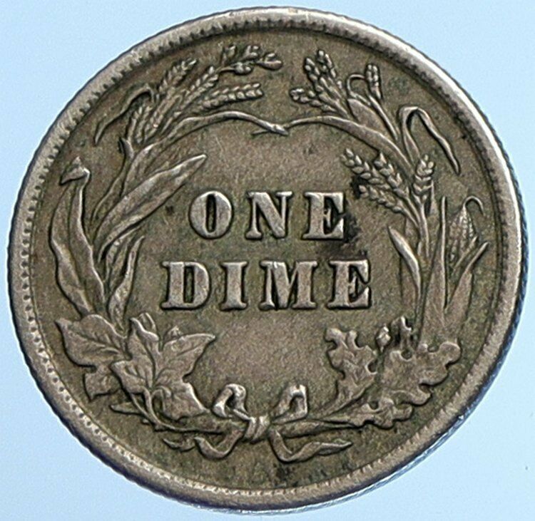 1911 P UNITED STATES US Silver LIBERTY Barber Vintage ANTIQUE DIME Coin i108539