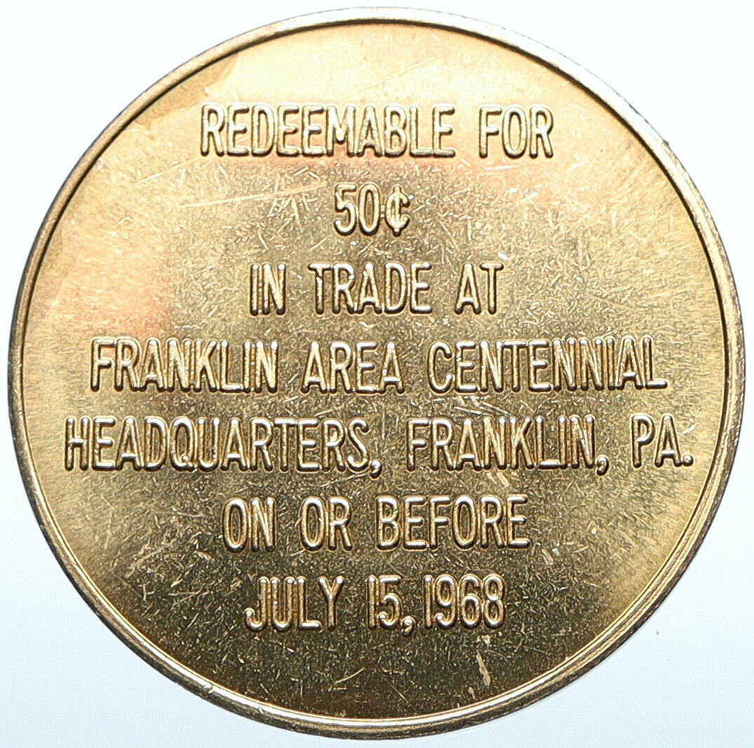 1968 USA Franklin OHIO Centennial OLD So-Called Half 1/2 Dollar Medal i108544