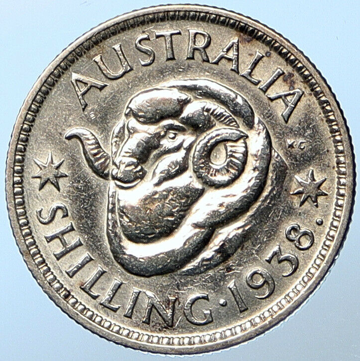 1938 AUSTRALIA King George VI United Kingdom Silver Shilling Coin RAM i108556