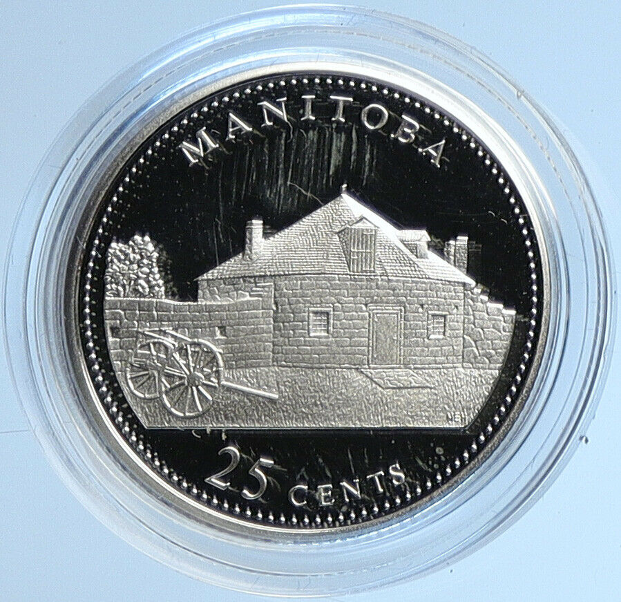 1992 CANADA MANITOBA PROVINCE UK Elizabeth II Proof Silver 25 Cents Coin i109089