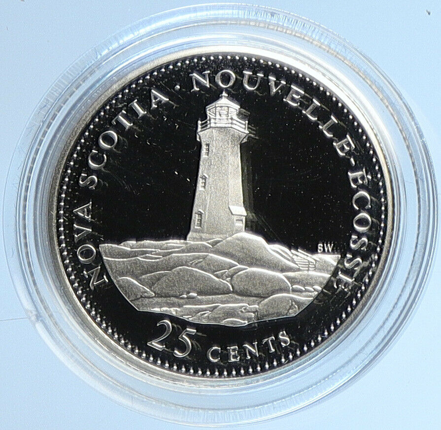 1992 CANADA NOVA SCOTIA PROVINCE Elizabeth II Proof Silver 25 Cent Coin i109097