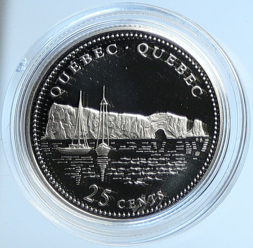 1992 CANADA QUEBEC PROVINCE Queen Elizabeth II Proof Silver 25 Cent Coin i109088