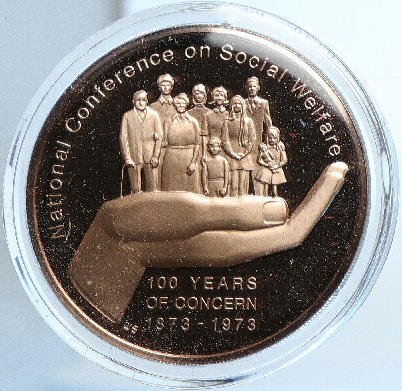 1973 USA United States 100 YRS of SOCIAL WELFARE CONFERENCE Proof Medal i109053