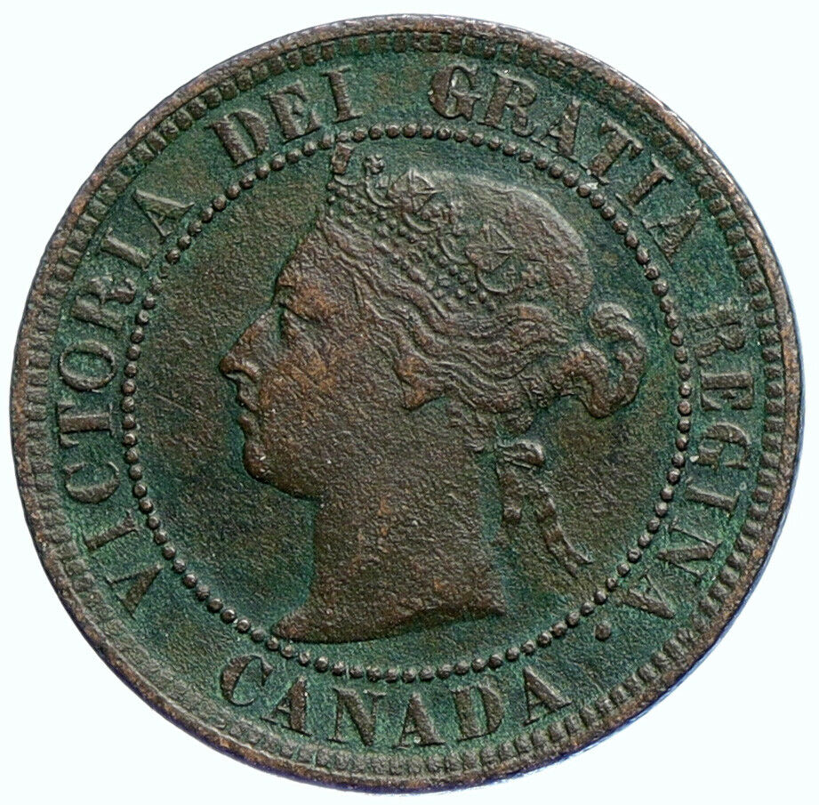 1888 CANADA British UK Queen VICTORIA Wreath Vintage Antique Cent Coin i107611
