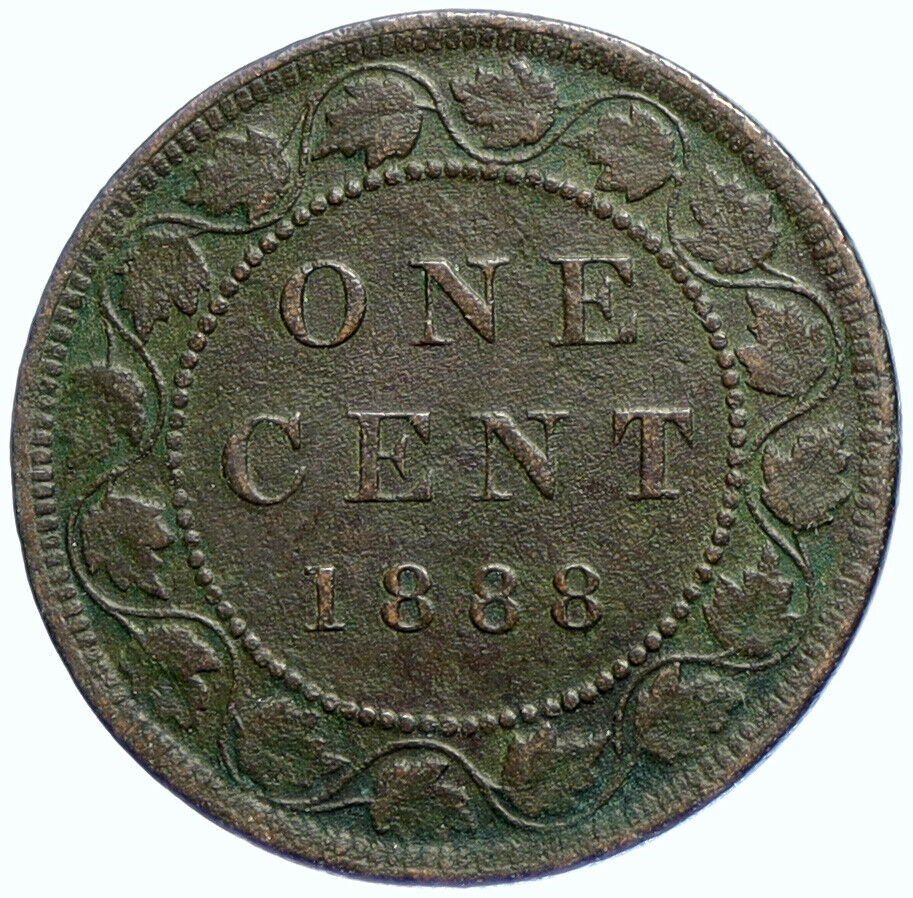 1888 CANADA British UK Queen VICTORIA Wreath Vintage Antique Cent Coin i107611