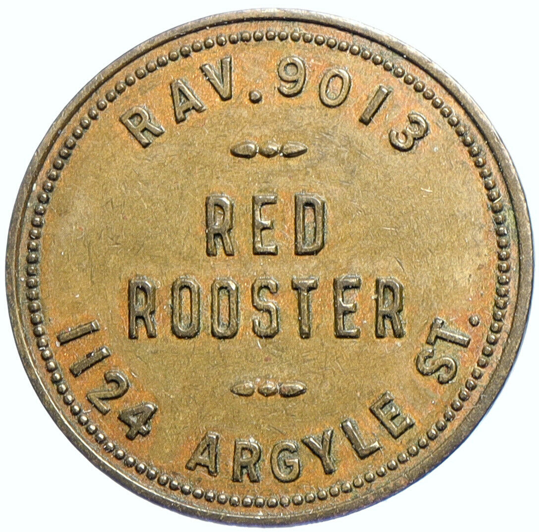 United States Chicago Illinois RED ROOSTER Merchant Drinks Token Medal i107618