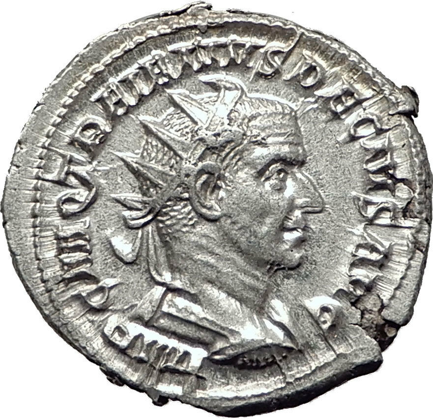 TRAJAN DECIUS 250AD Rome Silver Authentic Ancient Roman Coin Pannoniae i65340