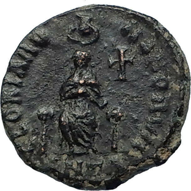 EUDOXIA Arcadius Wife 400AD Authentic Ancient Roman Coin GOD's HAND CROSS i67312