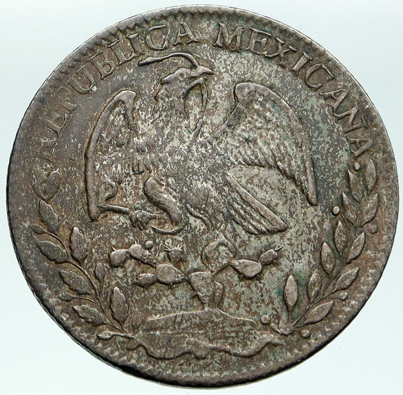 1862 YE MEXICO SPAIN Eagle & Liberty CAP Silver Antique 4 Reales OLD Coin i87561