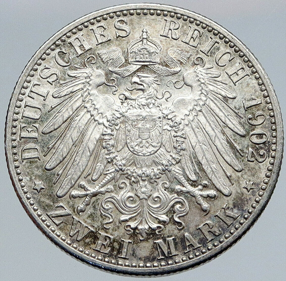 1902 GERMANY GERMAN STATE BADEN King Friedrich I ANTIQUE Silver 2 Mk Coin i86868