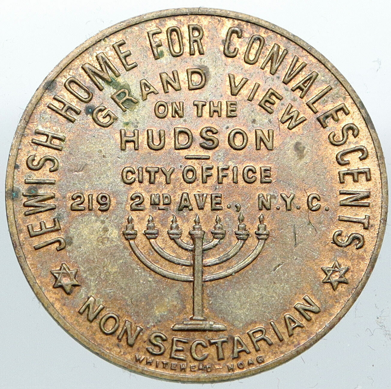 1910's USA New York Help the Sick NYC JEWISH HOME for CONVALESCENTS Medal i87562