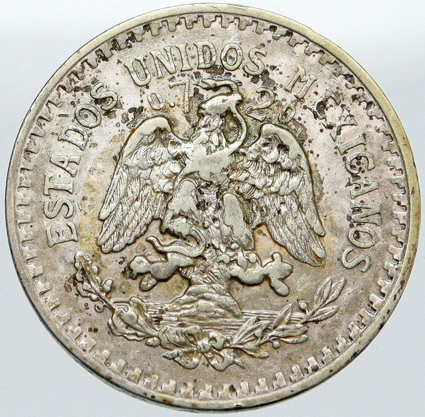 1920 MEXICO Eagle Liberty Cap Large Vintage OLD Silver Peso Mexican Coin i87581