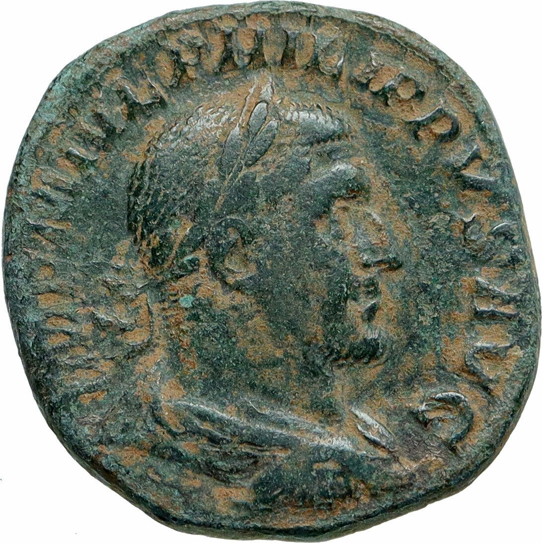 PHILIP I the Arab Authentic Ancient Rome Sestertius Roman Coin AEQUITAS i86818