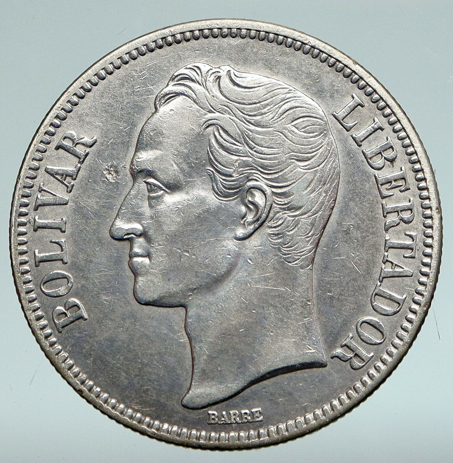 1935 Freemason President Simon Bolivar VENEZUELA Founder Silver 5 B Coin i90886