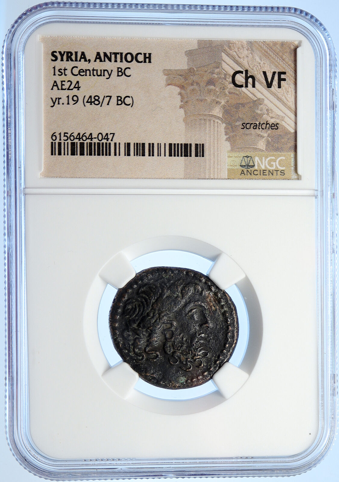 ANTIOCH Genuine Authentic Ancient 48BC Antique Greek Coin ZEUS NIKE NGC i106712