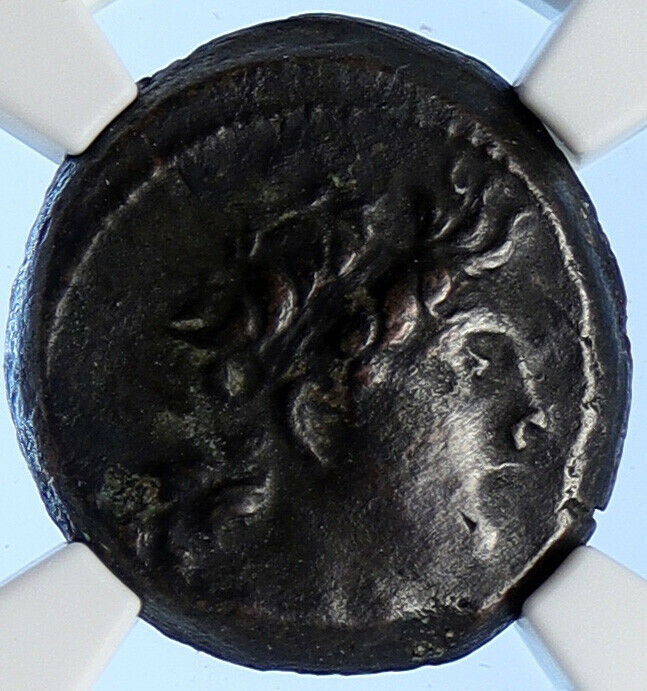 TRYPHON Rare Ancient Seleukid Authentic Ancient Greek Coin HELMET NGC i106711