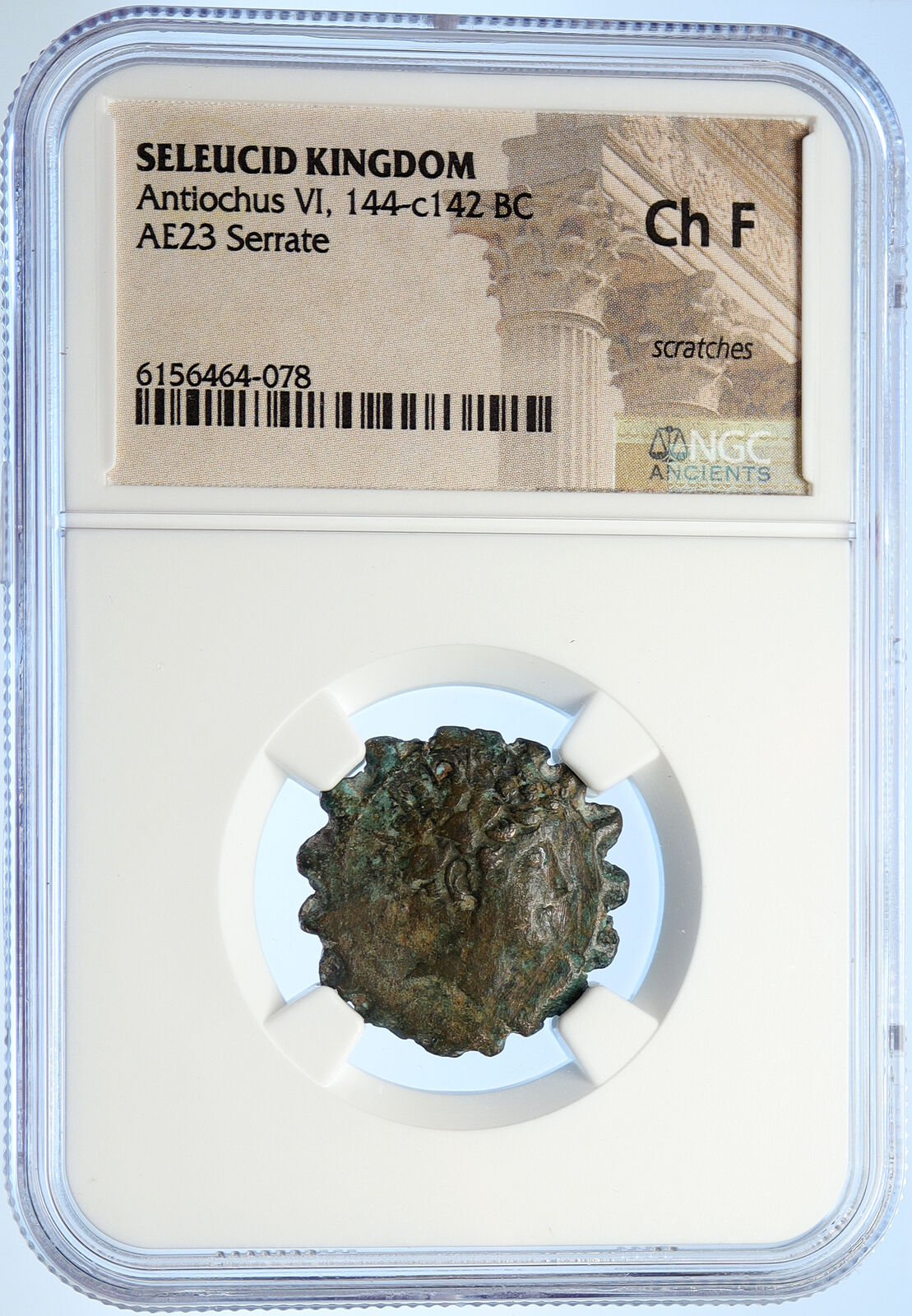 ANTIOCHOS VI Dionysos 144BC Seleukid Ancient Greek Coin ELEPHANT NGC i106737