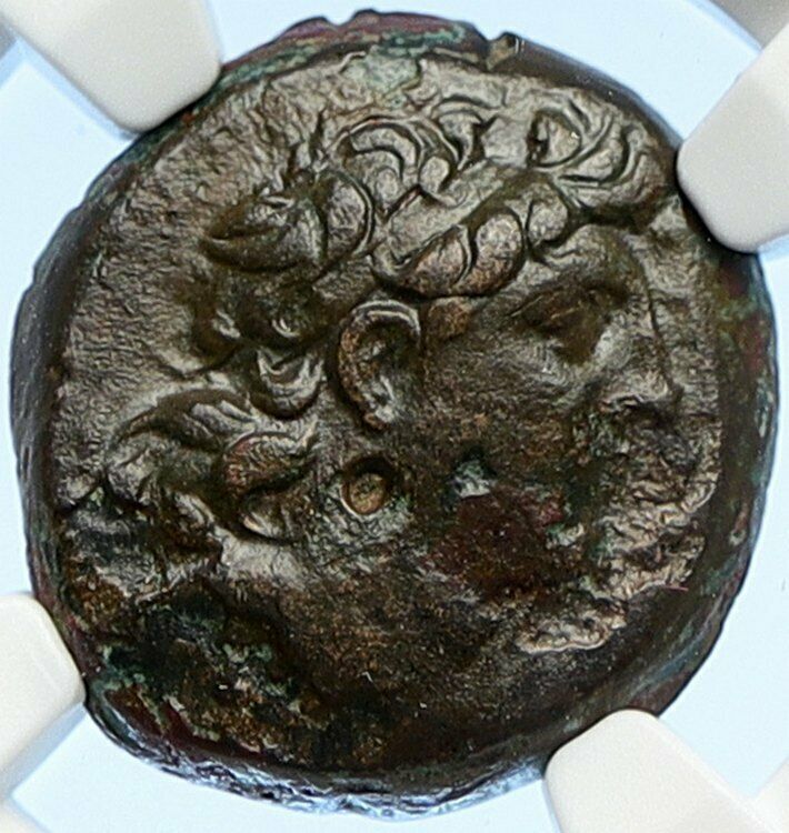 TRYPHON 148BC Authentic Ancient SELEUKID Greek Coin MACEDONIA HELMET NGC i106724