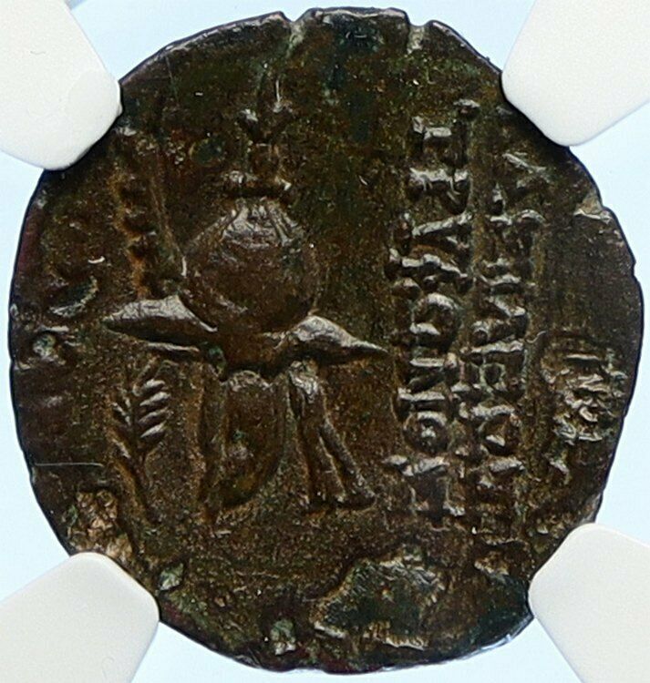 TRYPHON 148BC Authentic Ancient SELEUKID Greek Coin MACEDONIA HELMET NGC i106724