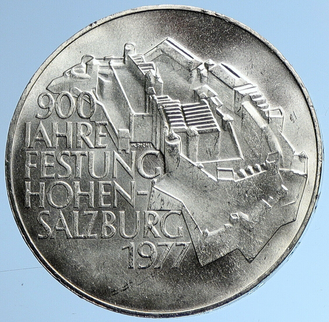 1977 AUSTRIA Hohensalzburg Castle in SALZBURG Silver 100 Schilling Coin i109597