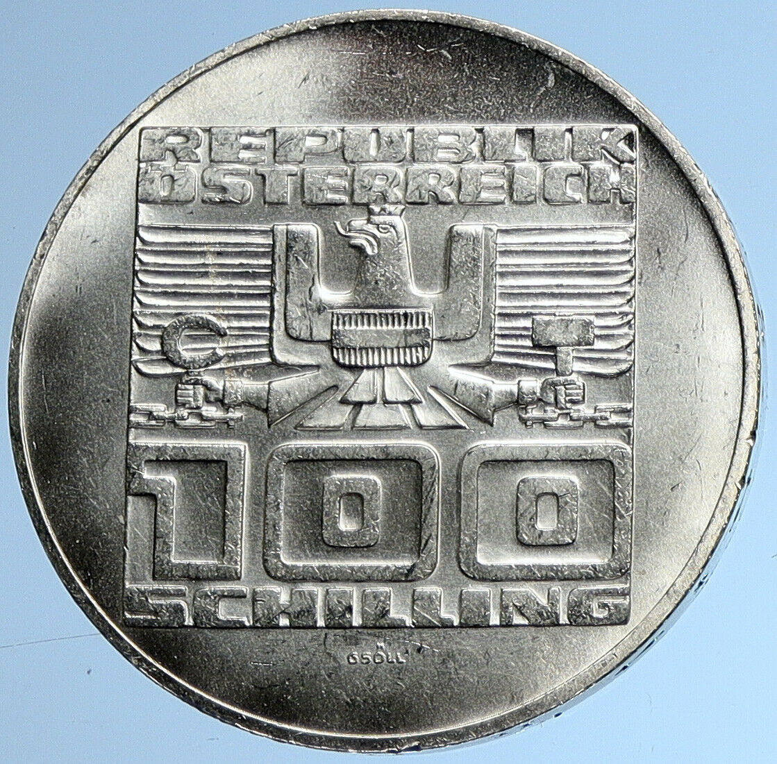 1977 AUSTRIA Hohensalzburg Castle in SALZBURG Silver 100 Schilling Coin i109597