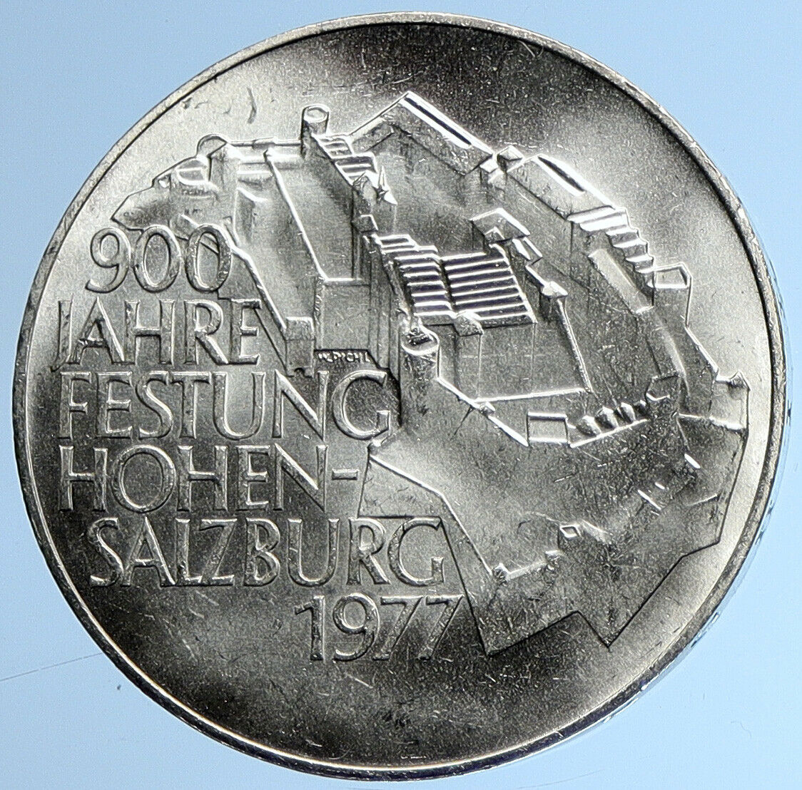 1977 AUSTRIA Hohensalzburg Castle in SALZBURG Silver 100 Schilling Coin i109595