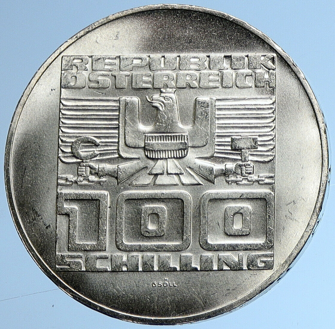 1977 AUSTRIA Hohensalzburg Castle in SALZBURG Silver 100 Schilling Coin i109595