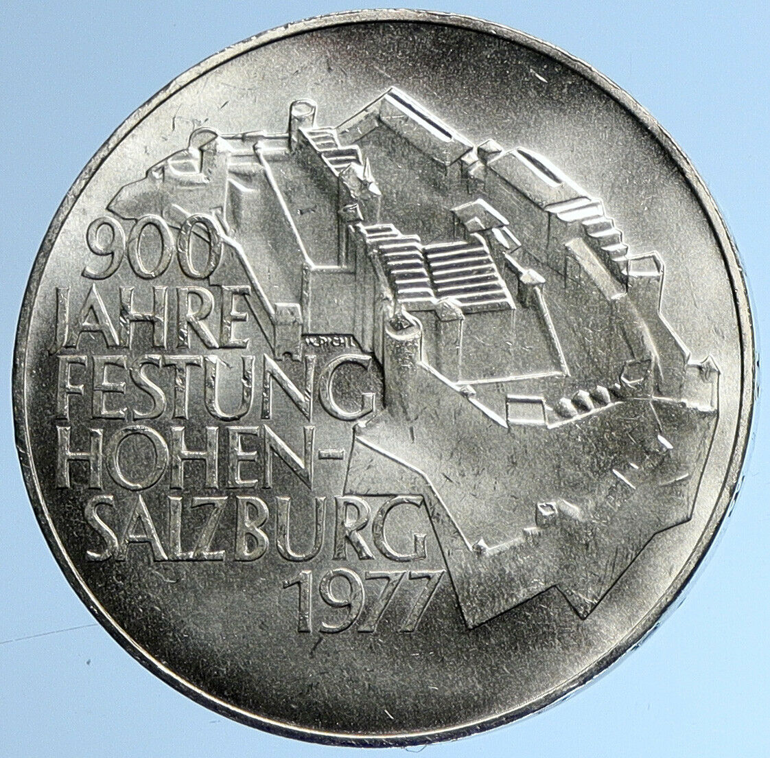 1977 AUSTRIA Hohensalzburg Castle in SALZBURG Silver 100 Schilling Coin i109596