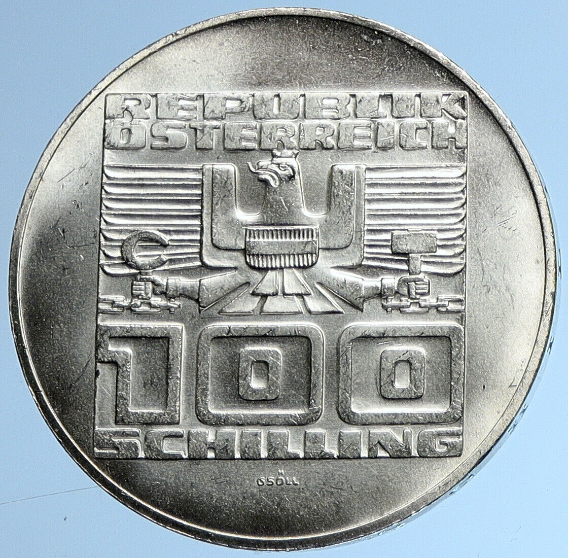 1977 AUSTRIA Hohensalzburg Castle in SALZBURG Silver 100 Schilling Coin i109593