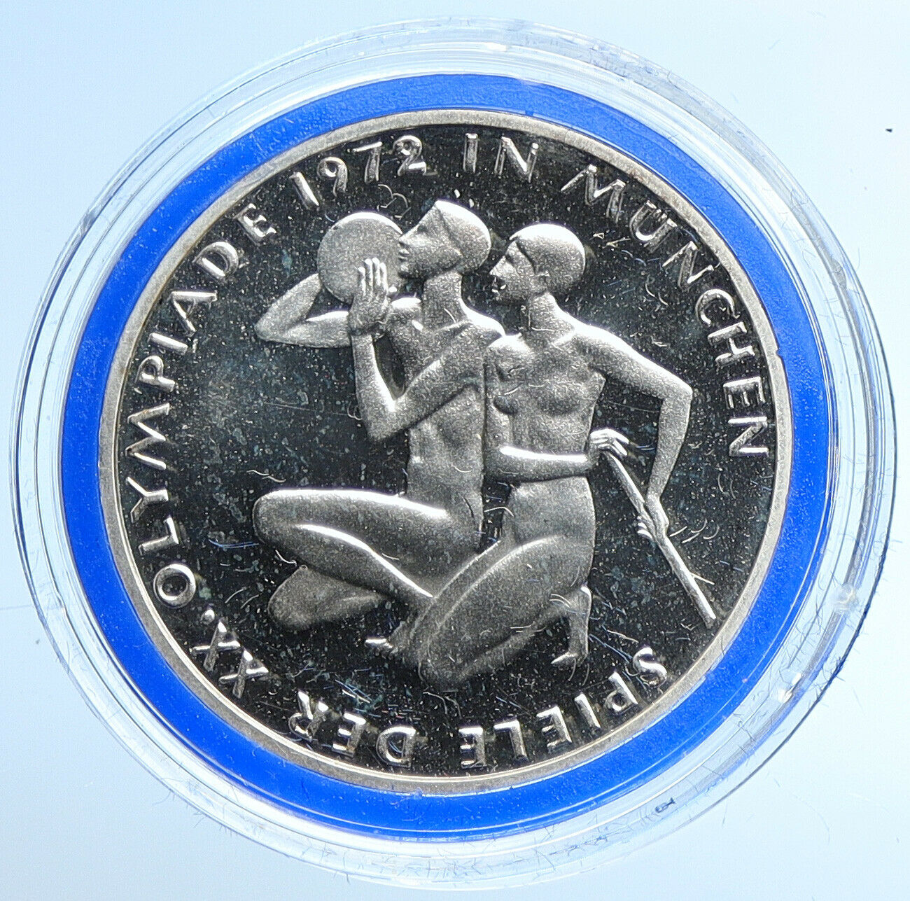 1972 F Germany Munich Summer Olympics XX ATHLETES PF Silver 10 Mark Coin i109666