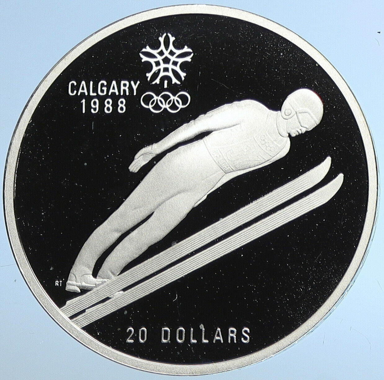 1987 CANADA 1988 CALGARY OLYMPICS Ski Jumping OLD Proof Silver $20 Coin i109672