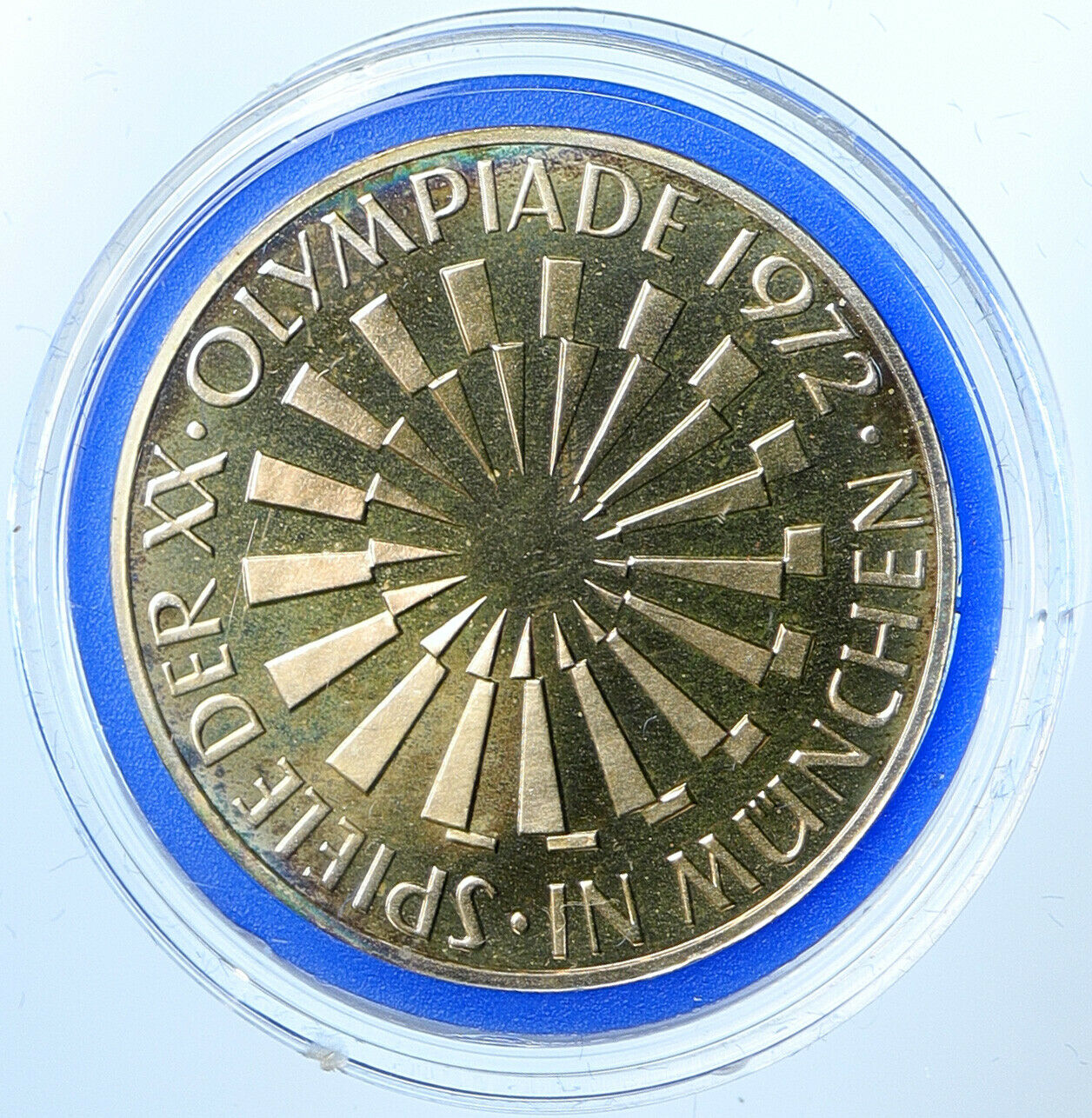 1972J Germany Munich Summer Olympic Games SPIRAL PRF Silver 10 Mark Coin i109681