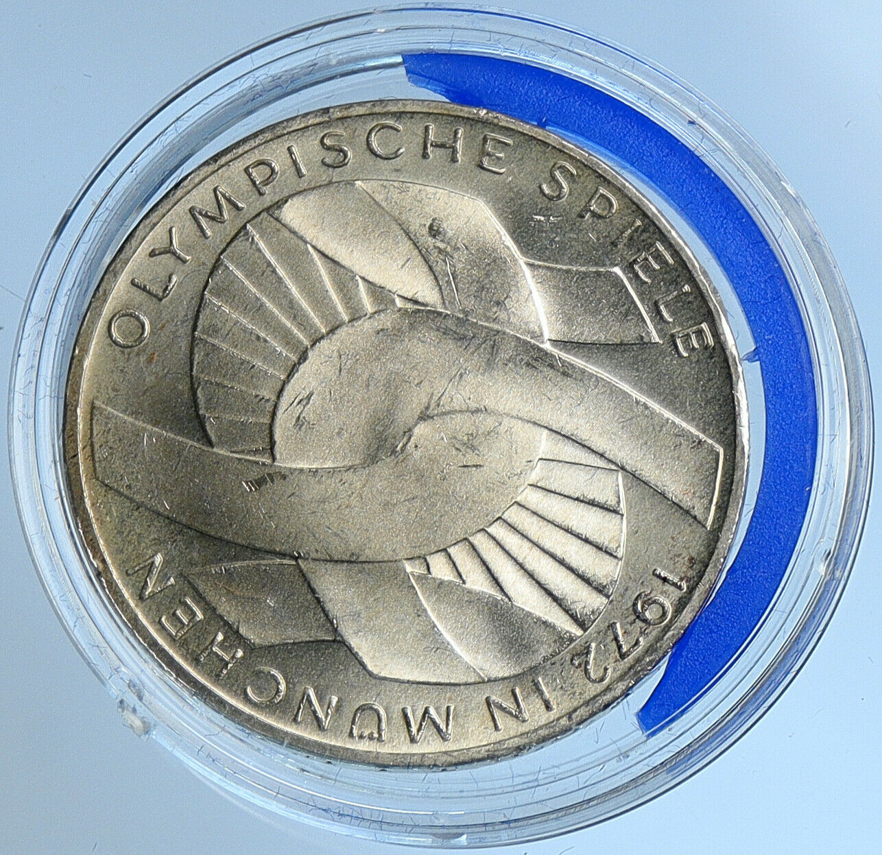 1972 D GERMANY Munich Summer Olympics Games Schleife BU Silver 10 M Coin i109665