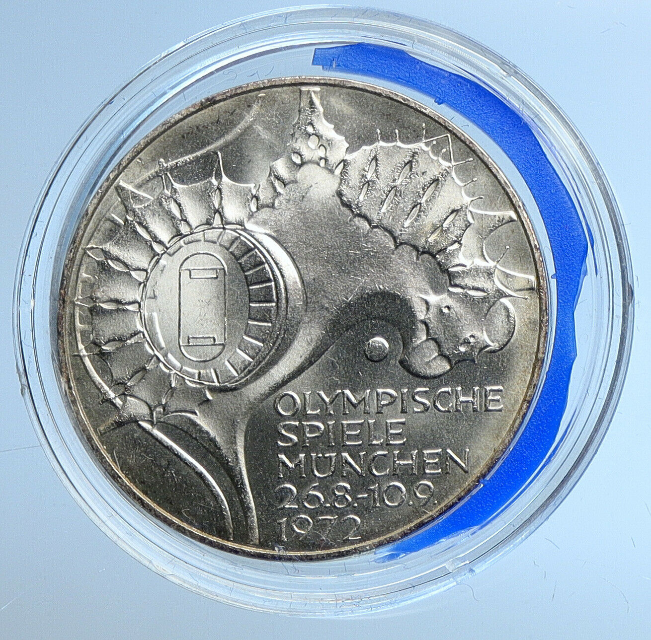 1972 J GERMANY Munich Summer Olympics Schleife 10 Mark BU Silver Coin i109670