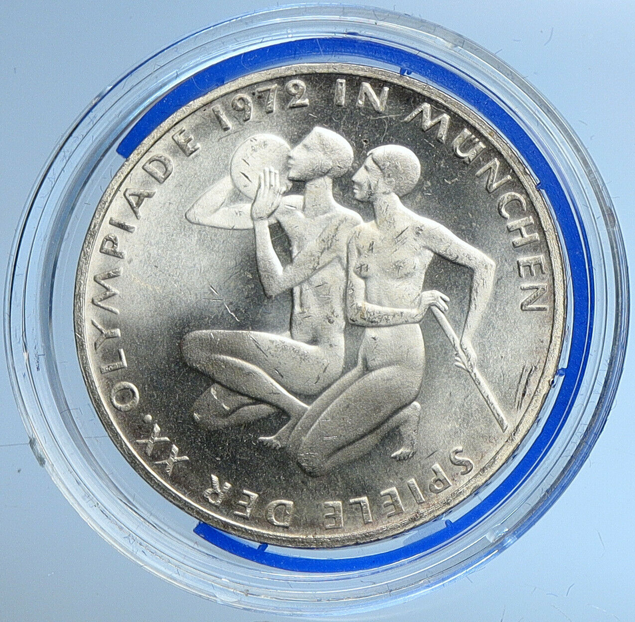 1972 F Germany Munich Summer Olympics XX ATHLETES BU Silver 10 Mark Coin i109679