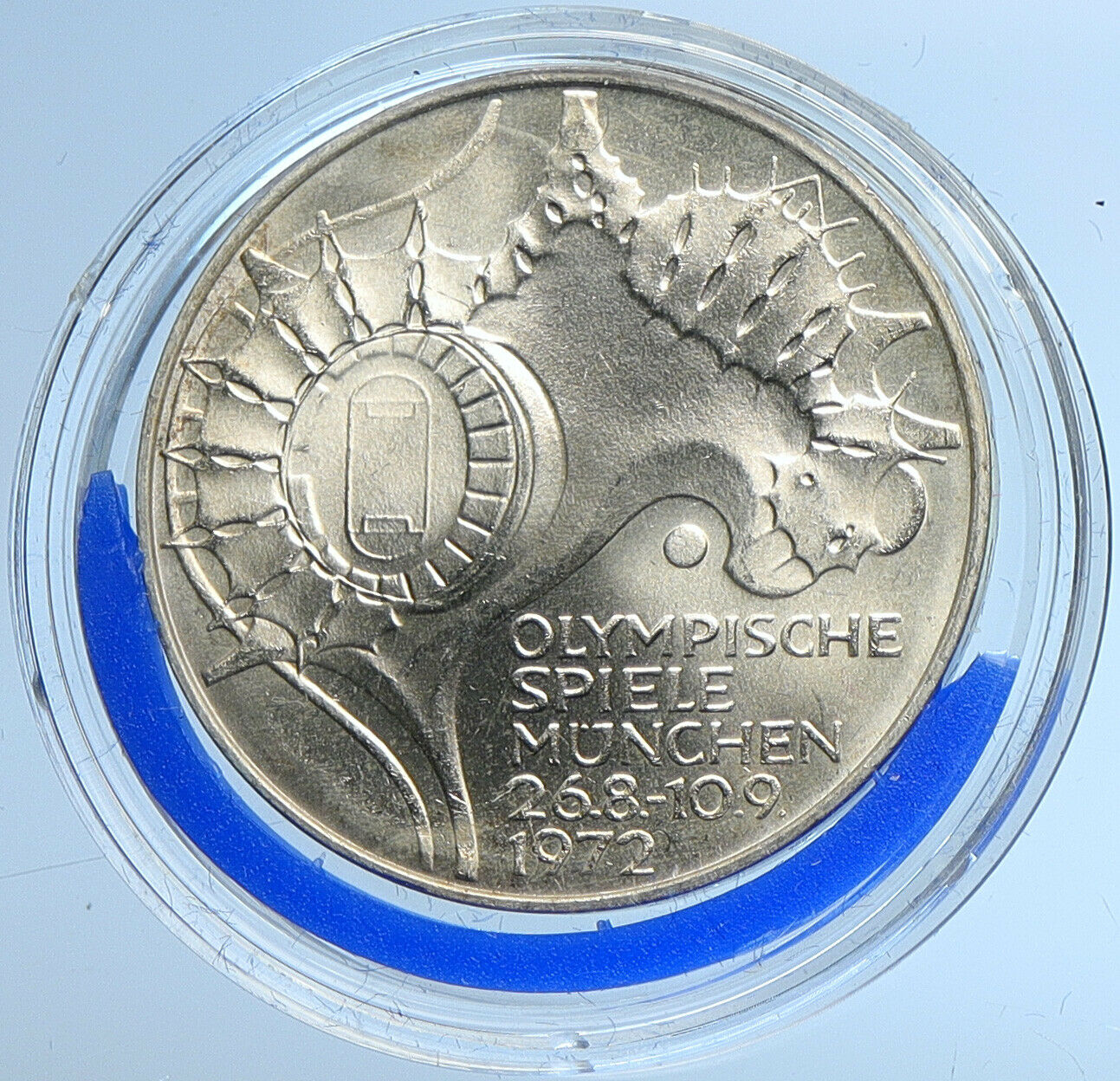 1972 F GERMANY Munich Summer Olympics Schleife 10 Mark BU Silver Coin i109680